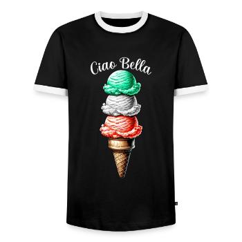 Ciao Bella - T-shirt contrasté Homme - noir/blanc - Devant - AI Model Female 172 light (172cm) & AI Model Male 178 light (178cm)