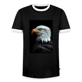 Pygargue à tête blanche Weißkopfseeadler - T-shirt contrasté Homme - noir/blanc - Devant - AI Model Female 172 light (172cm) & AI Model Male 178 light (178cm)