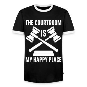 Lawyer Lawyer Court Public Prosecutor - Men's Ringer Shirt - black/white - Front - AI Model Female 172 light (172cm) & AI Model Male 178 light (178cm)