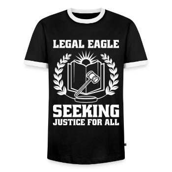 Lawyer Lawyer Court Public Prosecutor - Men's Ringer Shirt - black/white - Front - AI Model Female 172 light (172cm) & AI Model Male 178 light (178cm)
