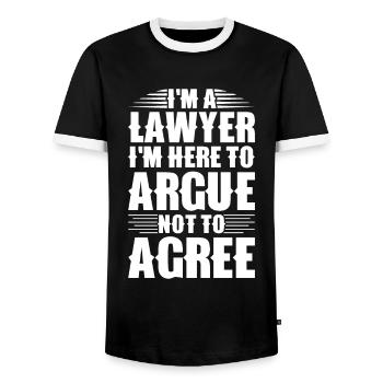 Lawyer Lawyer Court Public Prosecutor - Men's Ringer Shirt - black/white - Front - AI Model Female 172 light (172cm) & AI Model Male 178 light (178cm)