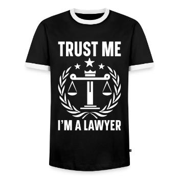 Lawyer Lawyer Court Public Prosecutor - Men's Ringer Shirt - black/white - Front - AI Model Female 172 light (172cm) & AI Model Male 178 light (178cm)