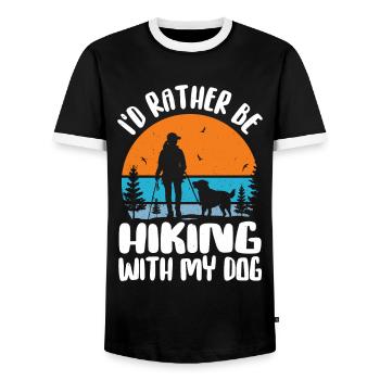 Id Rather Be Hiking With My Dog Dog Lover & Hiking - Men's Ringer Shirt - black/white - Front - AI Model Female 172 light (172cm) & AI Model Male 178 light (178cm)