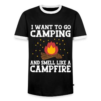 Je veux faire du camping et sentir comme un feu de camp - T-shirt contrasté Homme - noir/blanc - Devant - AI Model Female 172 light (172cm) & AI Model Male 178 light (178cm)