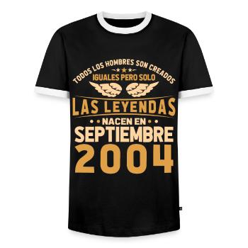 The Legends are born in September 2004 - Men's Ringer Shirt - black/white - Front - AI Model Female 172 light (172cm) & AI Model Male 178 light (178cm)