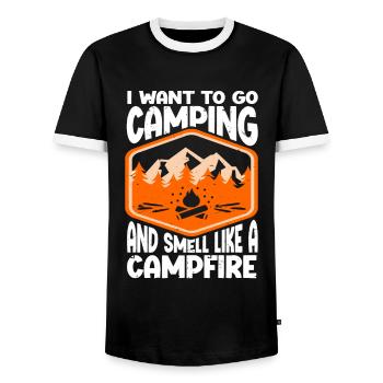 Je veux faire du camping et sentir comme un feu de camp - T-shirt contrasté Homme - noir/blanc - Devant - AI Model Female 172 light (172cm) & AI Model Male 178 light (178cm)