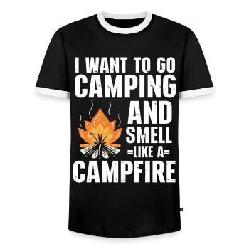 Je veux faire du camping et sentir comme un feu de camp - T-shirt contrasté Homme - noir/blanc - Devant - AI Model Female 172 light (172cm) & AI Model Male 178 light (178cm)