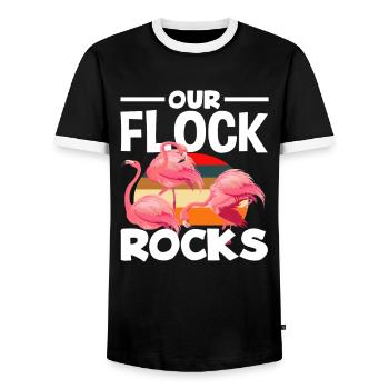 Flamingo Group Animals - Men's Ringer Shirt - black/white - Front - AI Model Female 172 light (172cm) & AI Model Male 178 light (178cm)
