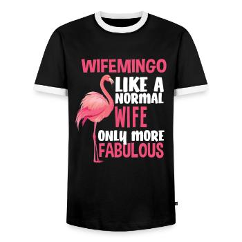 Flamingo Wife Fabulous - Men's Ringer Shirt - black/white - Front - AI Model Female 172 light (172cm) & AI Model Male 178 light (178cm)