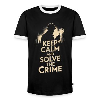 Gardez votre calme et résolvez le crime - Murder Mystery - T-shirt contrasté Homme - noir/blanc - Devant - AI Model Female 172 light (172cm) & AI Model Male 178 light (178cm)