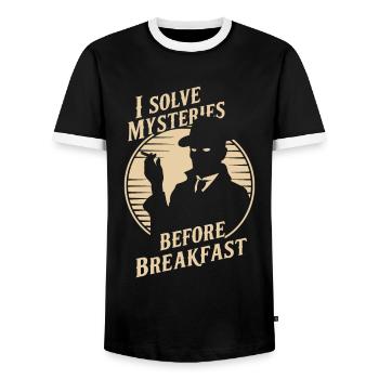 Ich Löse Geheimnisse Vor Dem Frühstück Murder - Männer Kontrast-T-Shirt - Schwarz/Weiß - Vorne - AI Model Female 172 light (172cm) & AI Model Male 178 light (178cm)
