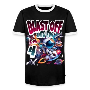 Astronaute 4e anniversaire Espace - T-shirt contrasté Homme - noir/blanc - Devant - AI Model Female 172 light (172cm) & AI Model Male 178 light (178cm)