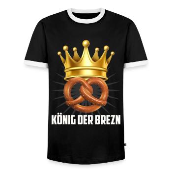 Bretzel König Bretzel Brezn Bayern - T-shirt contrasté Homme - noir/blanc - Devant - AI Model Female 172 light (172cm) & AI Model Male 178 light (178cm)
