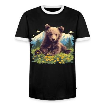 Bear Bären Bär - Männer Kontrast-T-Shirt - Schwarz/Weiß - Vorne - AI Model Female 172 light (172cm) & AI Model Male 178 light (178cm)