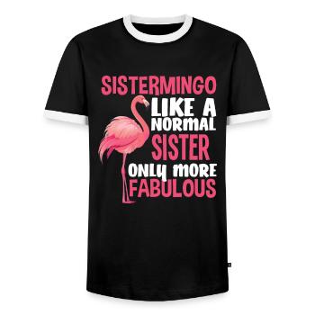 Flamingo Sister Fabulous - Men's Ringer Shirt - black/white - Front - AI Model Female 172 light (172cm) & AI Model Male 178 light (178cm)