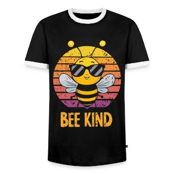 Bee Child Bee - Men's Ringer Shirt - black/white - Front - AI Model Female 172 light (172cm) & AI Model Male 178 light (178cm)