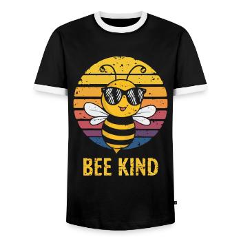 Bee Child Bee - Men's Ringer Shirt - black/white - Front - AI Model Female 172 light (172cm) & AI Model Male 178 light (178cm)