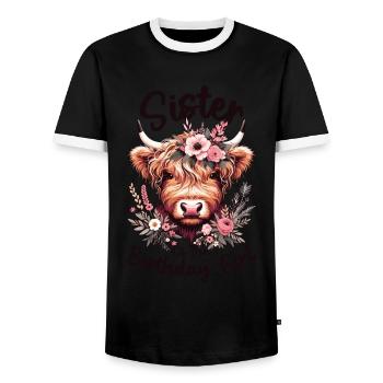 Sœur De La Fille D’anniversaire - T-shirt contrasté Homme - noir/blanc - Devant - AI Model Female 172 light (172cm) & AI Model Male 178 light (178cm)