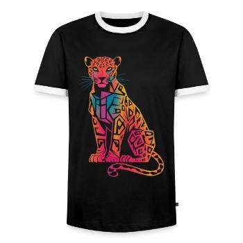 Colorful Geometric Leopard - Men's Ringer Shirt - black/white - Front - AI Model Female 172 light (172cm) & AI Model Male 178 light (178cm)
