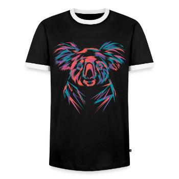 Colorful koala in neon design - Men's Ringer Shirt - black/white - Front - AI Model Female 172 light (172cm) & AI Model Male 178 light (178cm)