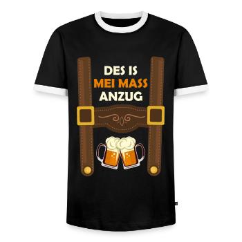 Des is mei Mass Suit Beer Drinker Beer Saying - Men's Ringer Shirt - black/white - Front - AI Model Female 172 light (172cm) & AI Model Male 178 light (178cm)