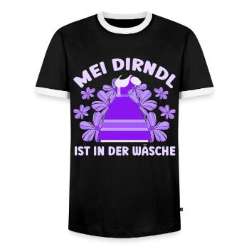 Dirndl Münchner Volksfest MEI DIRNDL IS IN THE - Men's Ringer Shirt - black/white - Front - AI Model Female 172 light (172cm) & AI Model Male 178 light (178cm)