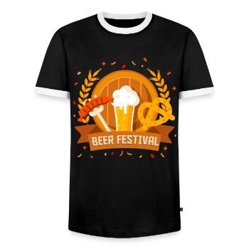 Munich Folk Festival BEER FESTIVAL Fun - Men's Ringer Shirt - black/white - Front - AI Model Female 172 light (172cm) & AI Model Male 178 light (178cm)