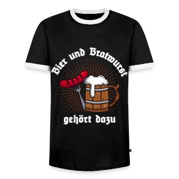 La bière et la bratwurst font partie de la Bavière - T-shirt contrasté Homme - noir/blanc - Devant - AI Model Female 172 light (172cm) & AI Model Male 178 light (178cm)