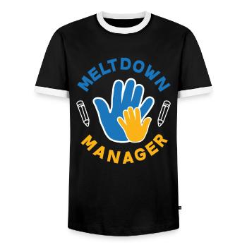 Day Care Wut Manager Kita - Men's Ringer Shirt - black/white - Front - AI Model Female 172 light (172cm) & AI Model Male 178 light (178cm)