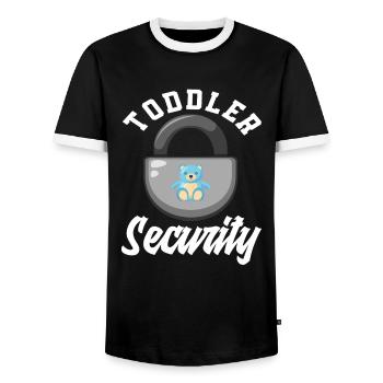 Toddler Safety Kindergarten - Men's Ringer Shirt - black/white - Front - AI Model Female 172 light (172cm) & AI Model Male 178 light (178cm)