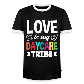 L’amour est ma tribu maternelle - T-shirt contrasté Homme - noir/blanc - Devant - AI Model Female 172 light (172cm) & AI Model Male 178 light (178cm)