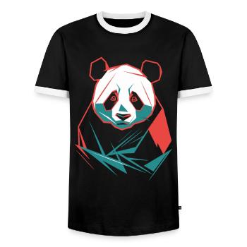 Abstract Panda with Modern Colors - Men's Ringer Shirt - black/white - Front - AI Model Female 172 light (172cm) & AI Model Male 178 light (178cm)