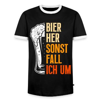 Bière ici ou je tombe - T-shirt contrasté Homme - noir/blanc - Devant - AI Model Female 172 light (172cm) & AI Model Male 178 light (178cm)