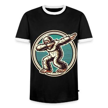Dabbender Bigfoot Retro Vintage Style - Männer Kontrast-T-Shirt - Schwarz/Weiß - Vorne - AI Model Female 172 light (172cm) & AI Model Male 178 light (178cm)