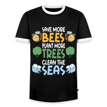 Save More Bees Plant More Trees Clean The Seas - Männer Kontrast-T-Shirt - Schwarz/Weiß - Vorne - AI Model Female 172 light (172cm) & AI Model Male 178 light (178cm)