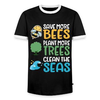 Save More Bees Plant More Trees Clean The Seas - Männer Kontrast-T-Shirt - Schwarz/Weiß - Vorne - AI Model Female 172 light (172cm) & AI Model Male 178 light (178cm)
