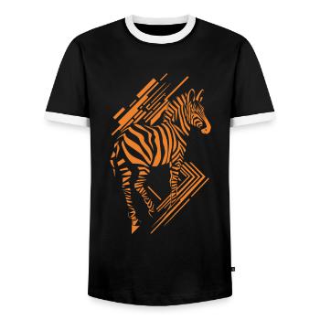 Modern zebra pattern in orange - Men's Ringer Shirt - black/white - Front - AI Model Female 172 light (172cm) & AI Model Male 178 light (178cm)