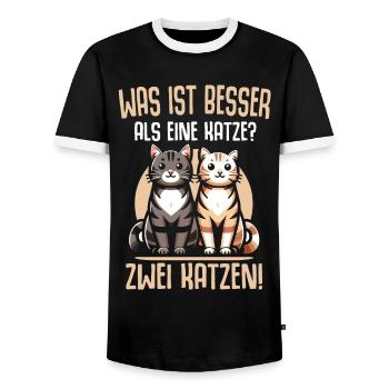 Katze Katzen Geschenk Sprüche Lustig - Männer Kontrast-T-Shirt - Schwarz/Weiß - Vorne - AI Model Female 172 light (172cm) & AI Model Male 178 light (178cm)