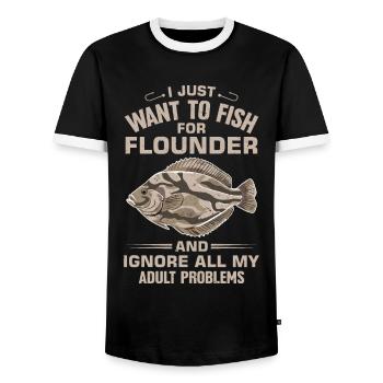 Dicton du pêcheur de plie - T-shirt contrasté Homme - noir/blanc - Devant - AI Model Female 172 light (172cm) & AI Model Male 178 light (178cm)