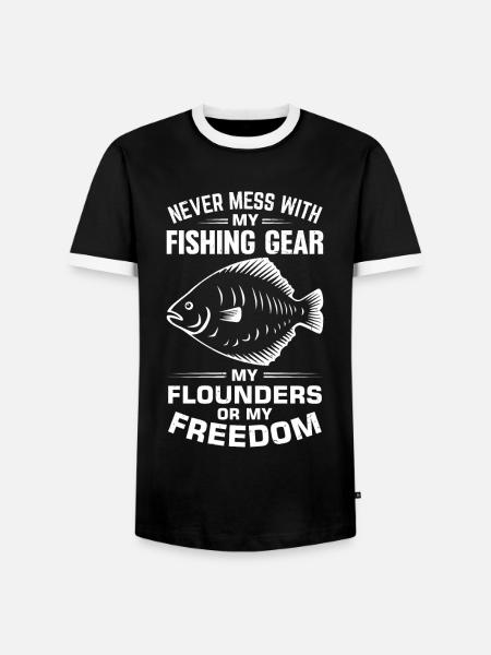 Flunder Fischer Spruch - Männer Kontrast-T-Shirt - Schwarz/Weiß