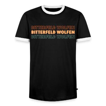 German city of Bitterfeldwolfen8 Saxony-Anhalt - Men's Ringer Shirt - black/white - Front - AI Model Female 172 light (172cm) & AI Model Male 178 light (178cm)