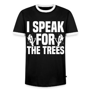 Arborist Baumpfleger Baumkletterer Baumklettern - Männer Kontrast-T-Shirt - Schwarz/Weiß - Vorne - AI Model Female 172 light (172cm) & AI Model Male 178 light (178cm)