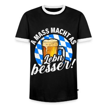 A Mass macht s Leben besser Bayern bayerisch - T-shirt contrasté Homme - noir/blanc - Devant - AI Model Female 172 light (172cm) & AI Model Male 178 light (178cm)