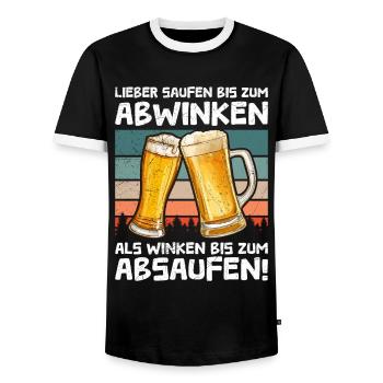Funny Beer Drinker Saying Beer - Men's Ringer Shirt - black/white - Front - AI Model Female 172 light (172cm) & AI Model Male 178 light (178cm)
