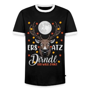 ERSATZ DIRNDL DER WILLE ZÄHLT Lustiges Münchner - Männer Kontrast-T-Shirt - Schwarz/Weiß - Vorne - AI Model Female 172 light (172cm) & AI Model Male 178 light (178cm)