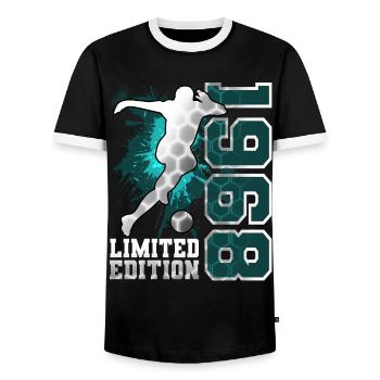1968 Year of birth Birthday Football - Men's Ringer Shirt - black/white - Front - AI Model Female 172 light (172cm) & AI Model Male 178 light (178cm)