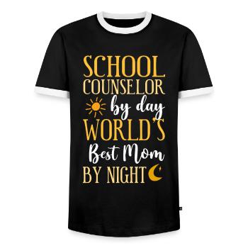 School Counselor Mom School - Men's Ringer Shirt - black/white - Front - AI Model Female 172 light (172cm) & AI Model Male 178 light (178cm)