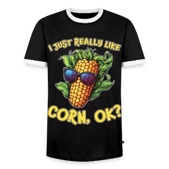 Corn on the cob saying corn funny corn on the cob gift - Men's Ringer Shirt - black/white - Front - AI Model Female 172 light (172cm) & AI Model Male 178 light (178cm)