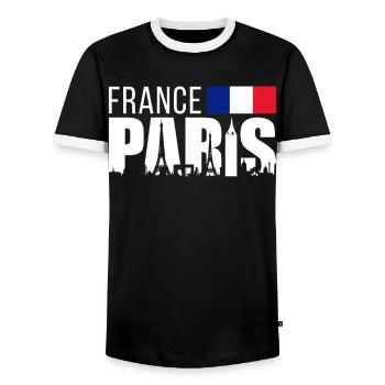 Frankreich Paris Eiffelturm Frankreich Flagge - Männer Kontrast-T-Shirt - Schwarz/Weiß - Vorne - AI Model Female 172 light (172cm) & AI Model Male 178 light (178cm)