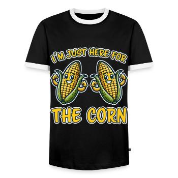 Corn on the cob saying corn funny corn on the cob gift - Men's Ringer Shirt - black/white - Front - AI Model Female 172 light (172cm) & AI Model Male 178 light (178cm)
